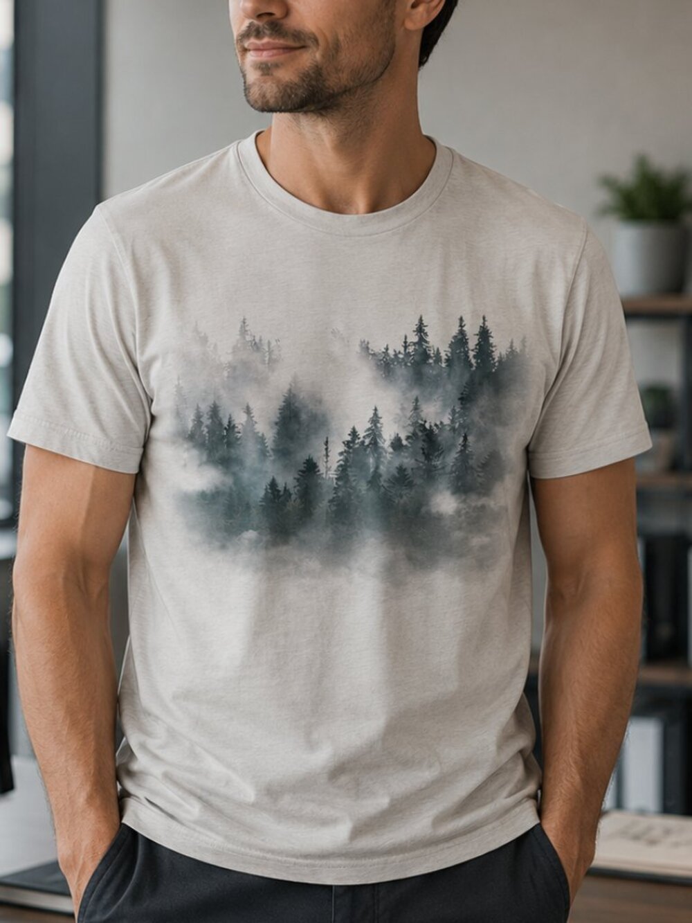 Men's Colorful Forest and Clouds T-Shirt